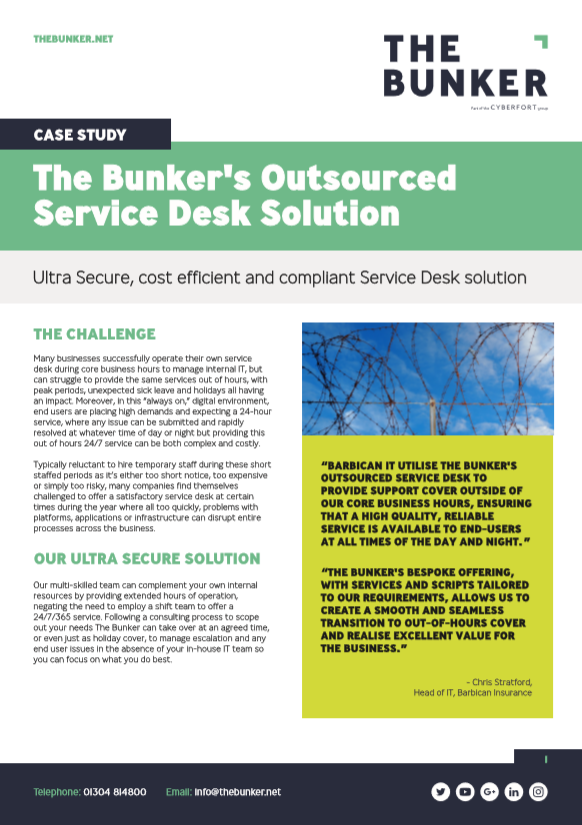 Service Desk Case Study The Bunker